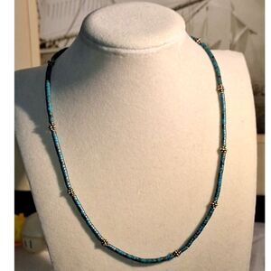 Women's Necklace Southwestern Turquoise Beads 925 Silver Honey Bee